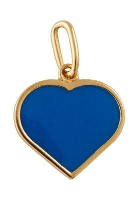 Hönnunarbréf enamel hengiskraut Big Heart Gold, kóbaltblátt