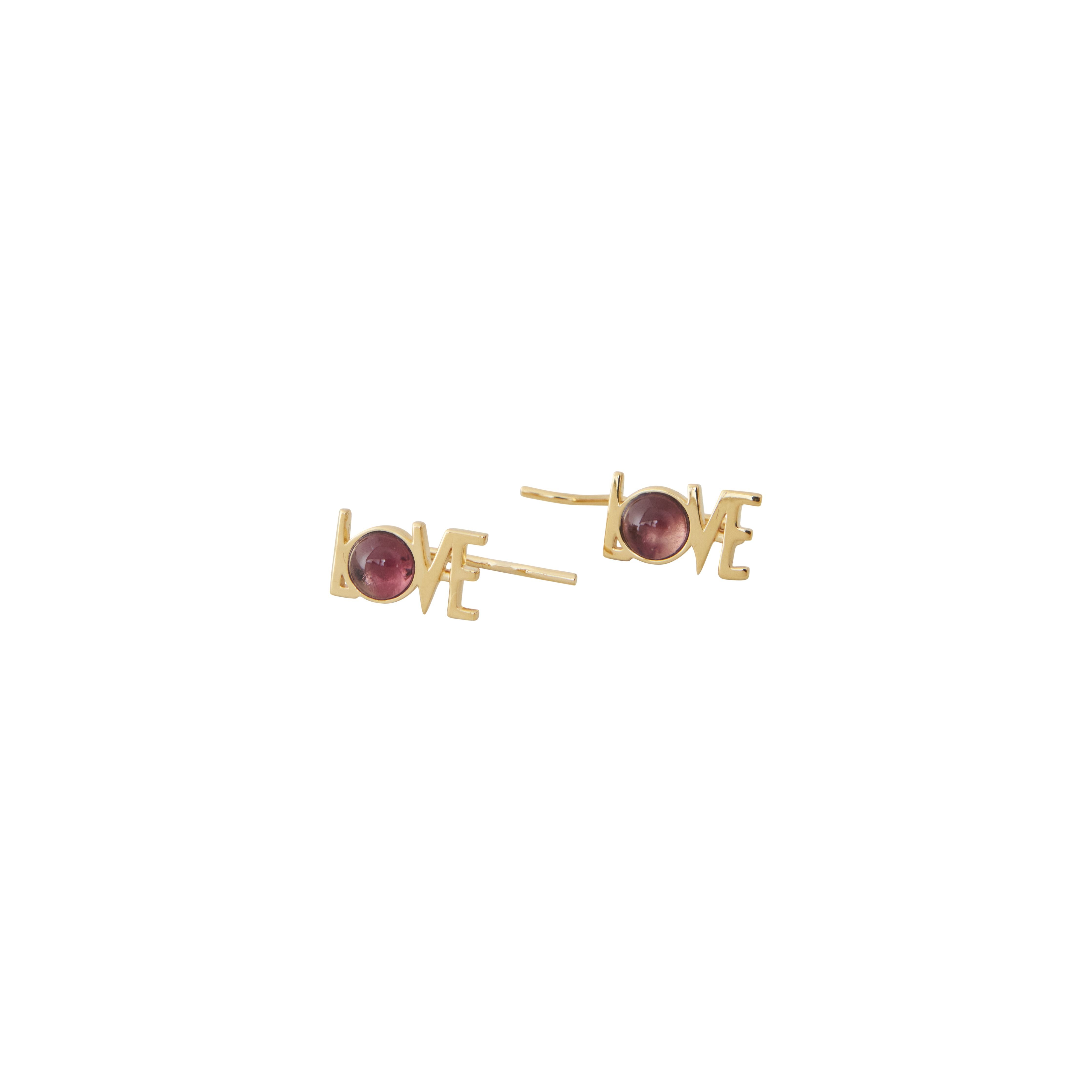 Design Letters Grands boucles d'oreilles Love Ensemble de 2 18 km plaqués, Amethyst Violet