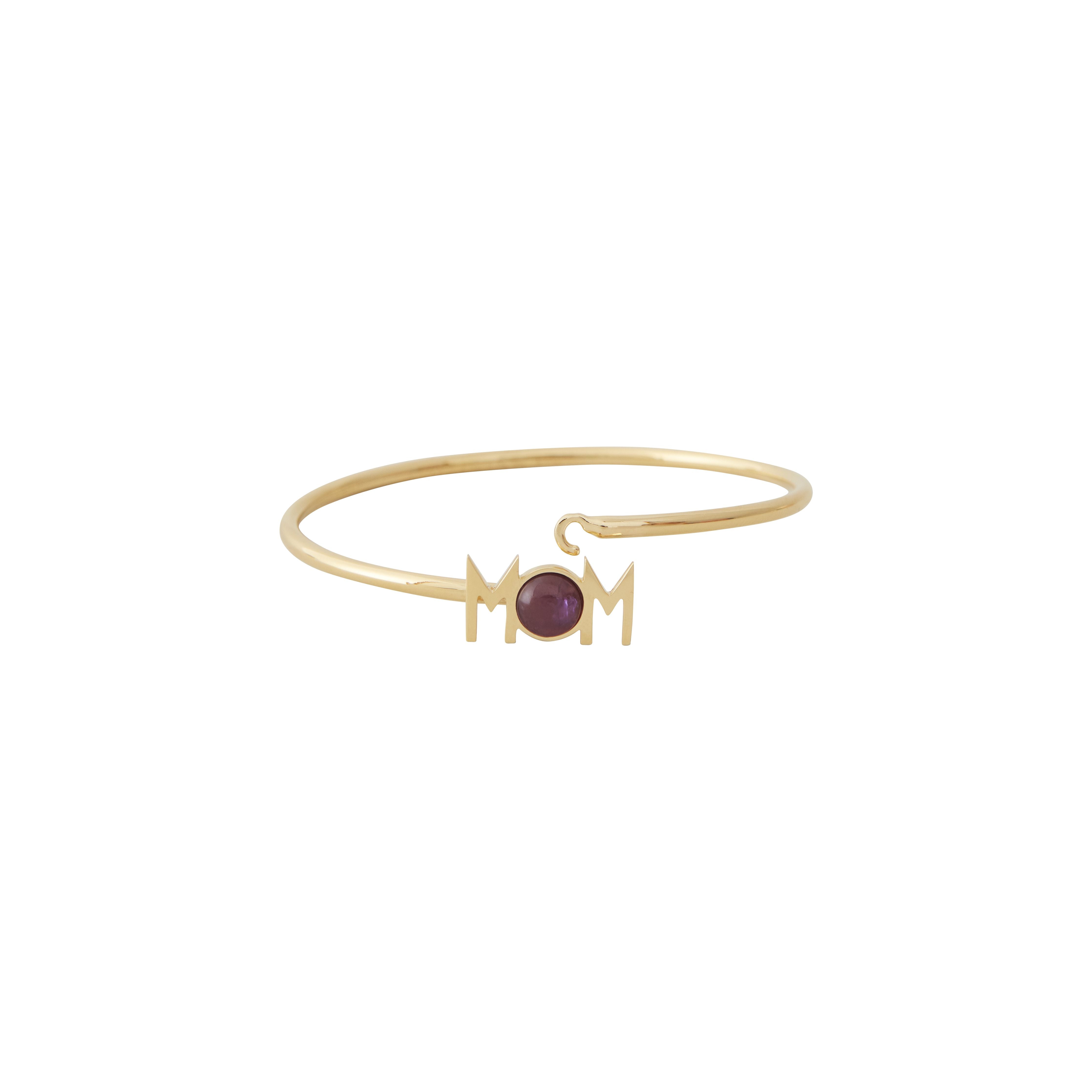 Lettere di design Great Mam Bangle 18K Gold Plaked, Ameetyst Violet