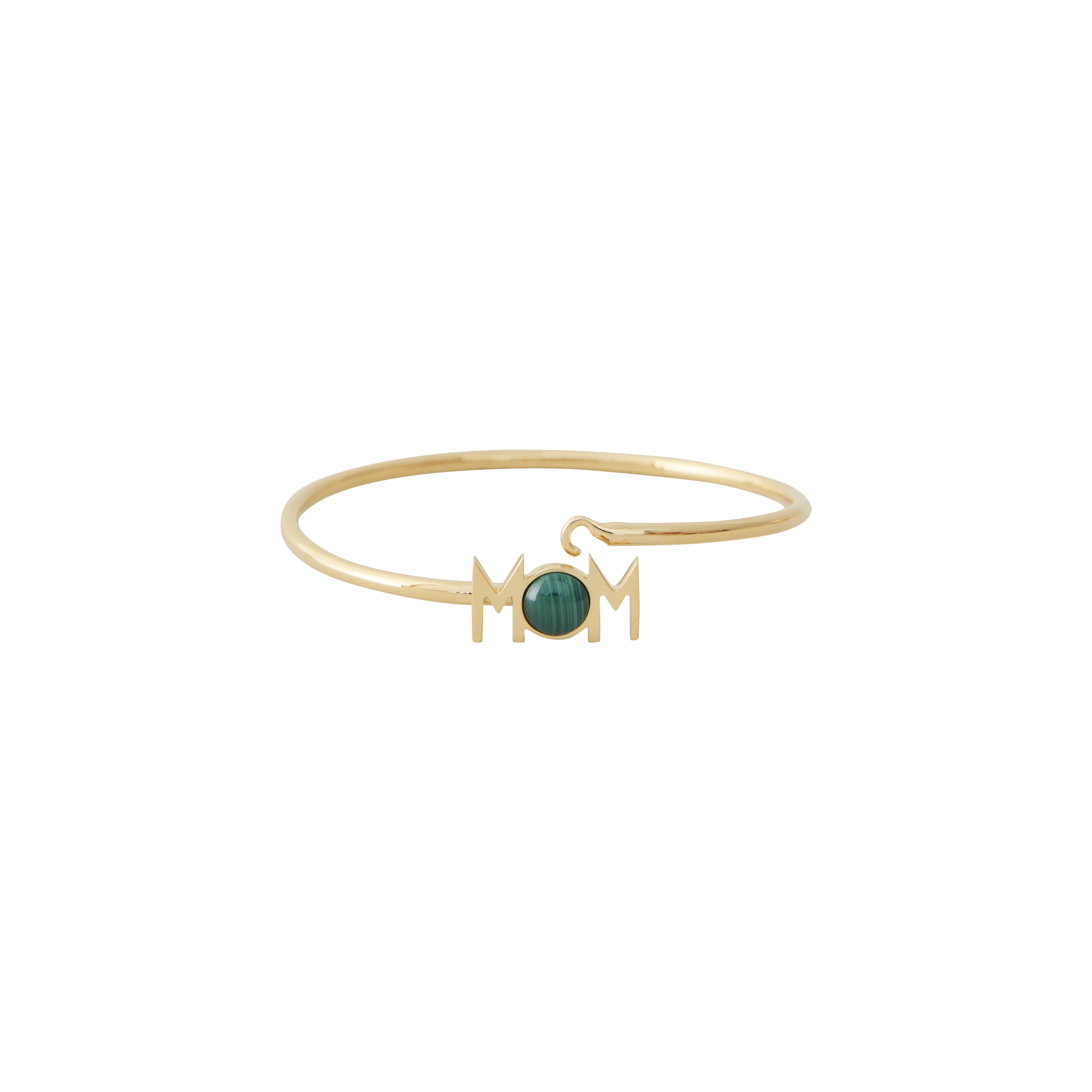 Design Letters Great Mom Bangle 18k Gold Plated, Malachite Green