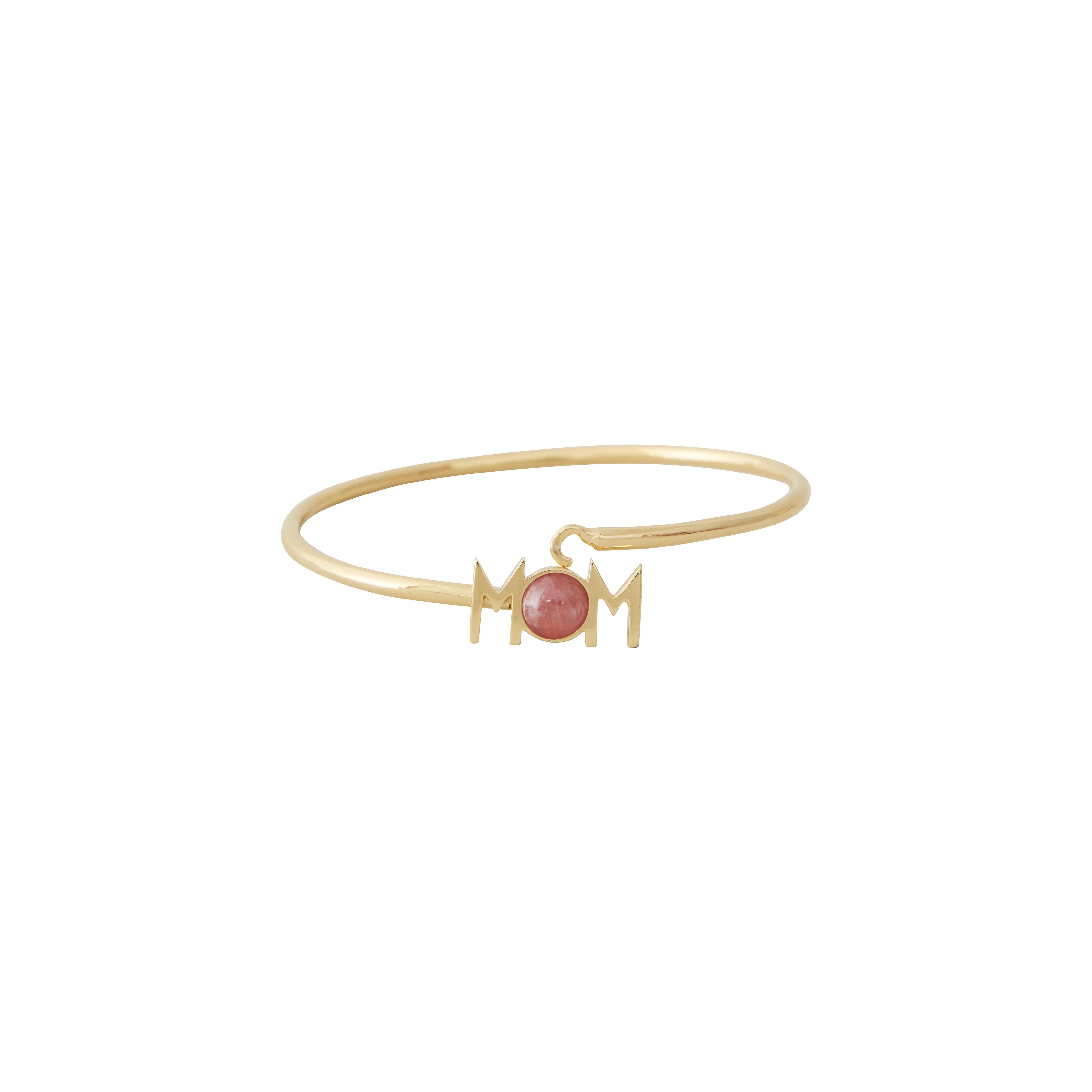 Design Letters Great Mom Bangle 18k Gold Plated, Red Chrosite