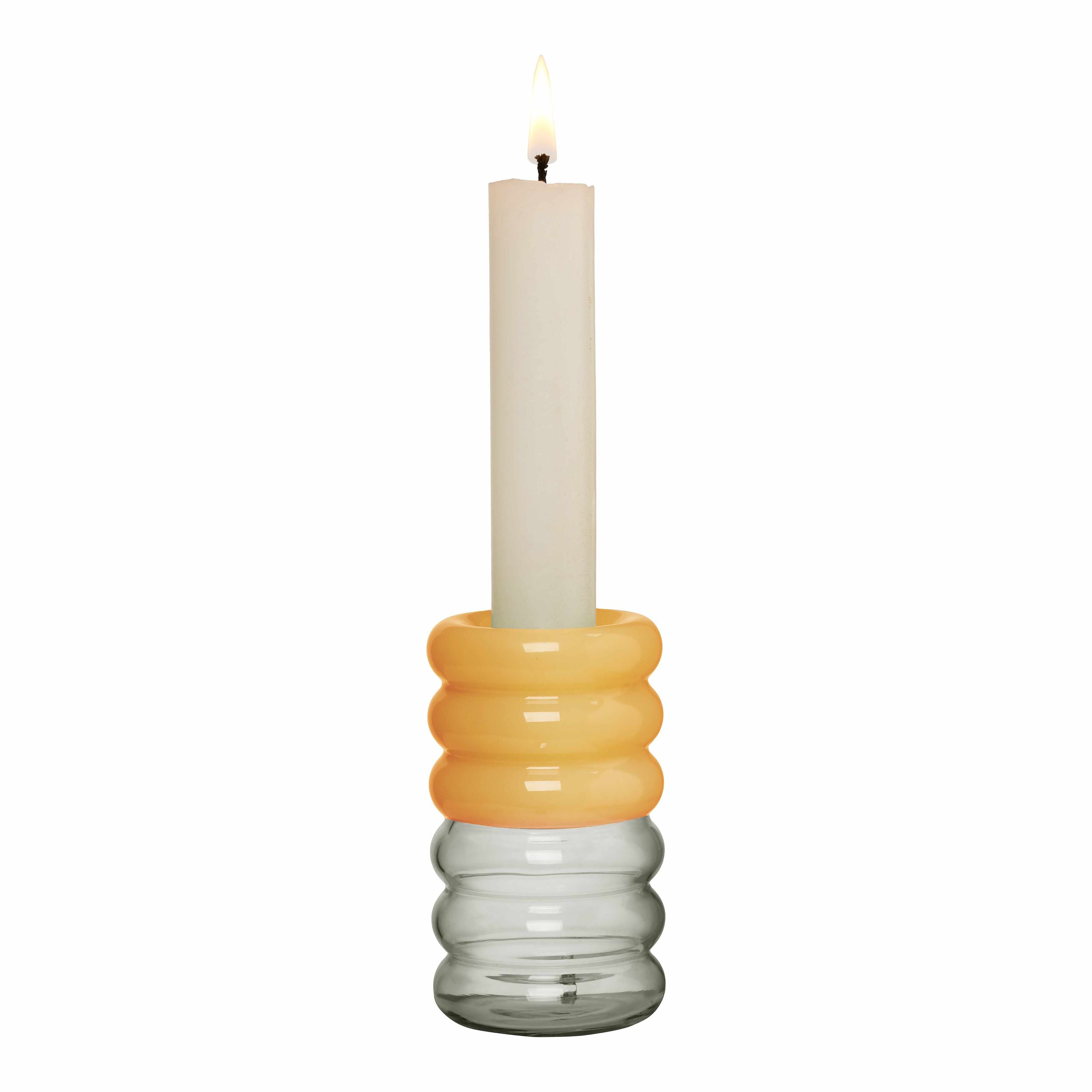 Porta di candele a cerchio lettere di progettazione, giallo/grigio
