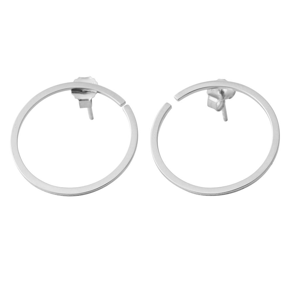 Design Letters Hoops Earrings ø 24 Mm, Silver