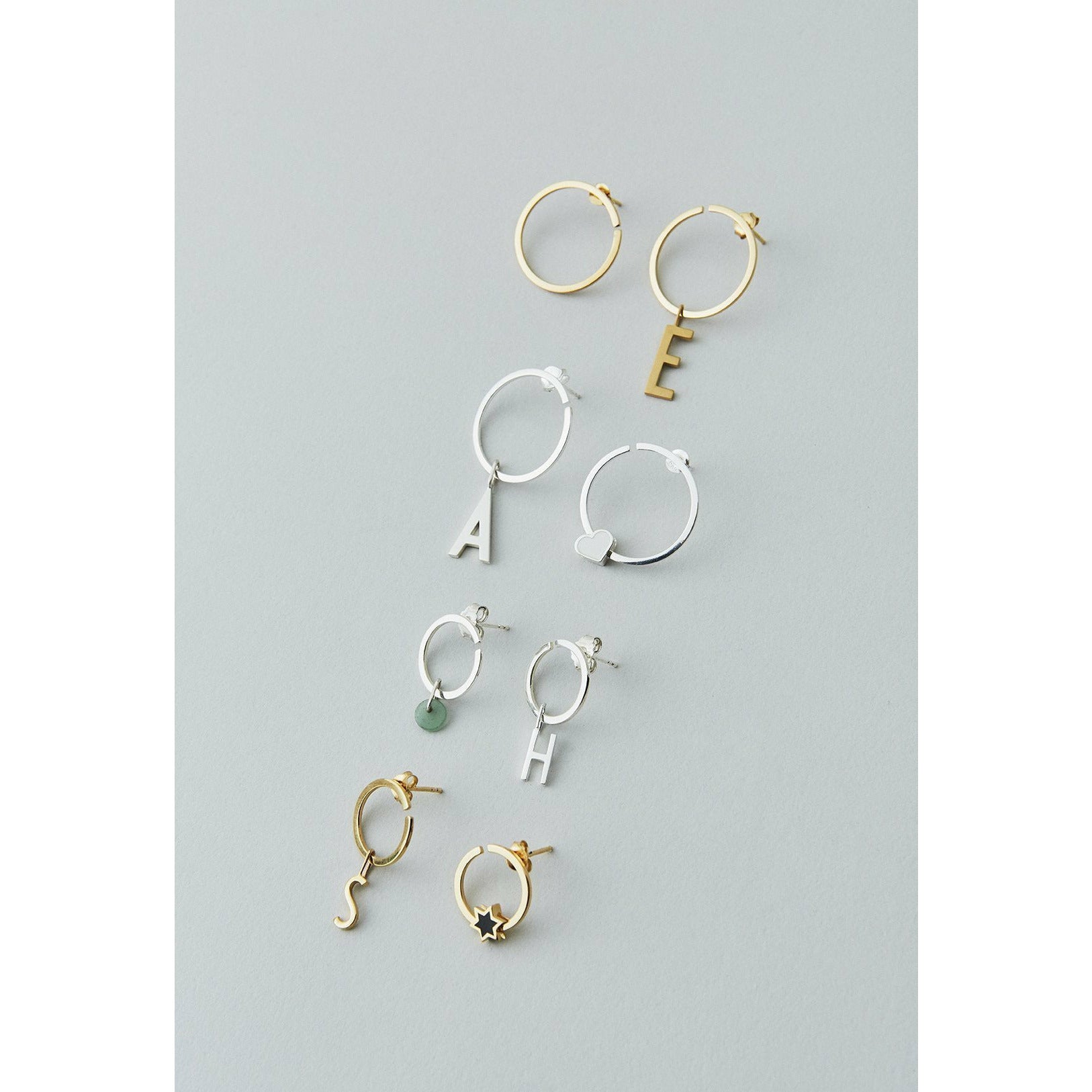 Design Letters Hoops Earrings ø 24 Mm, Silver