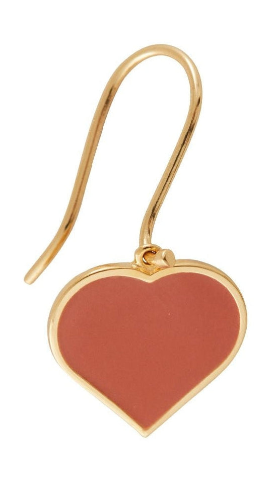 Design Letters Stud Earring's Emalel Heart Gold, Ash Rose