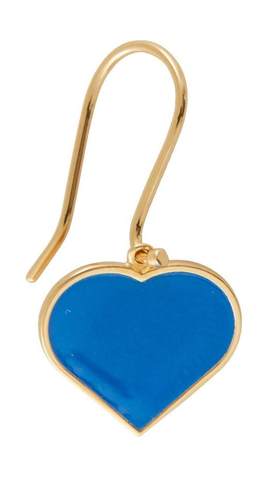 Design Letters Earring's Emalje Heart Gold, Cobalt Blue