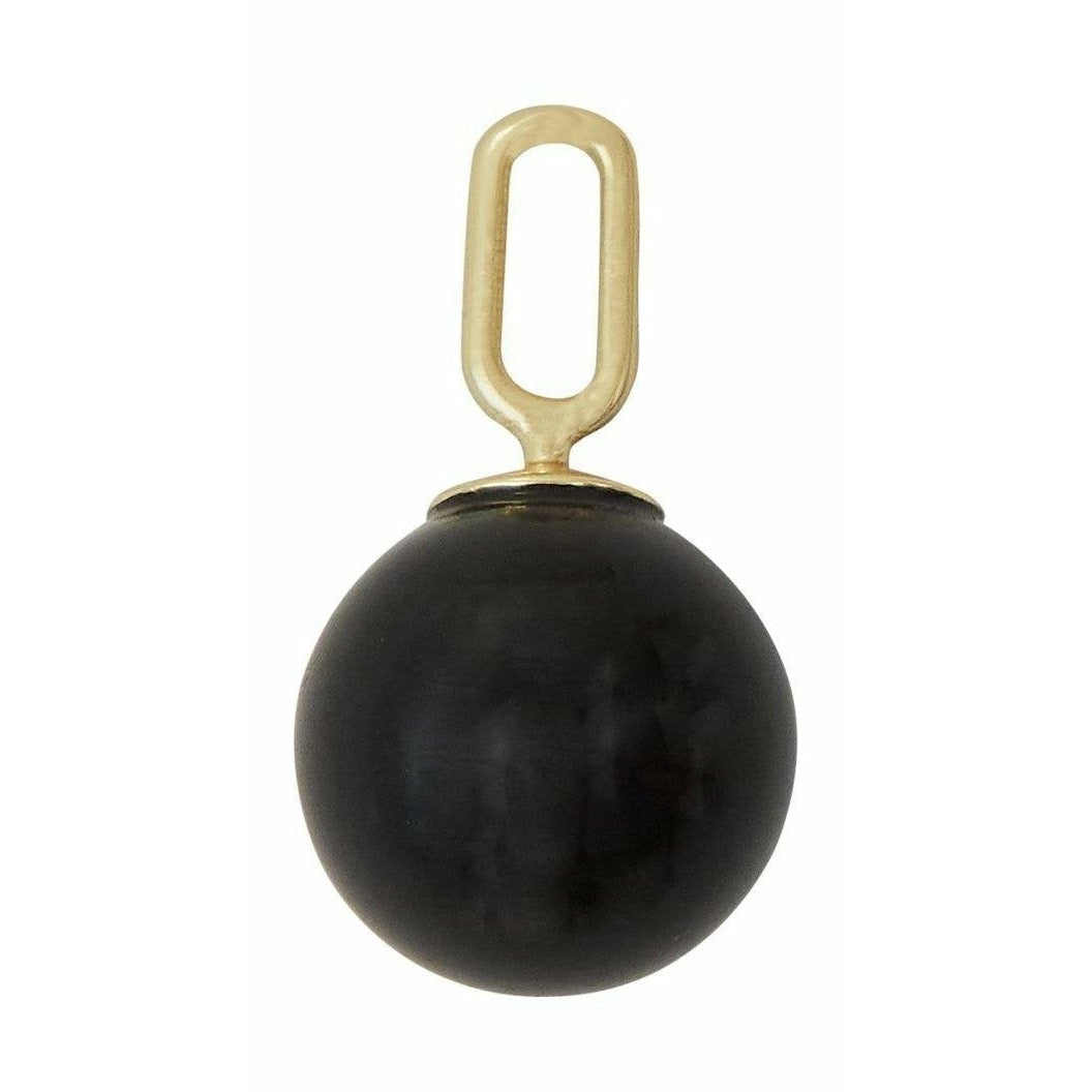 Design Letters Stone Drop Pendant 8mm 18k Gold Plated Silver, Black Agate