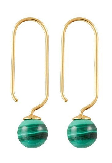 Lettere di design Orecchini a goccia di pietra Set di 2 18k oro placcati, verde malachite