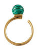 Lettere di design Anello di goccia di pietra 18K oro placcato, verde malachite