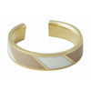 Design Letters Bague de bonbon rayée en laiton d'or, beige / blanc