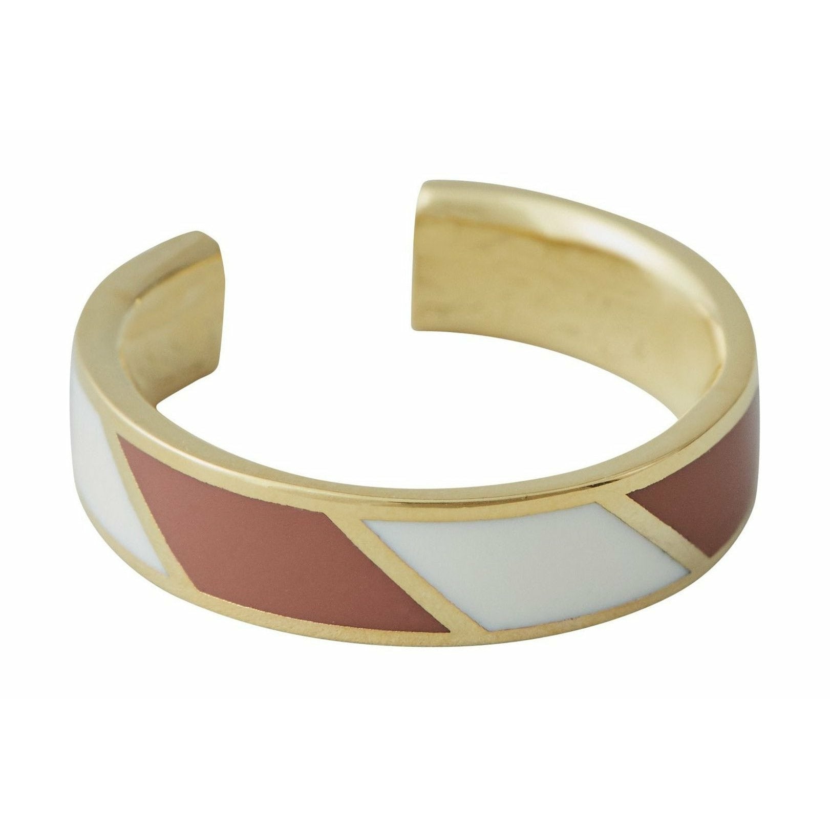 Letras de diseño anillo de dulces a rayas dorado de latón, rojo/blanco
