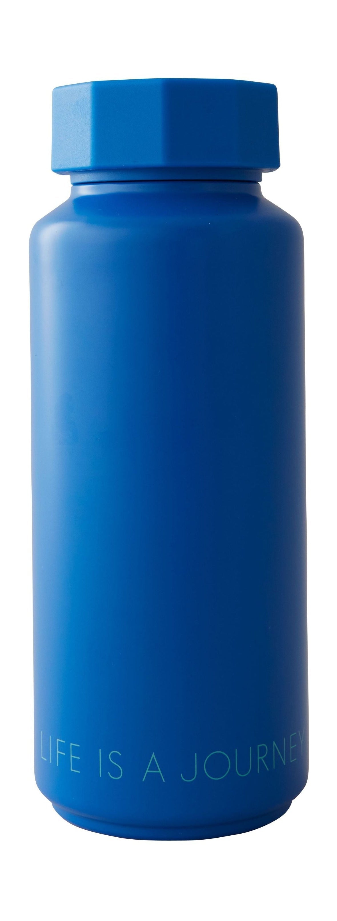 Lettere di design tono su tono bottiglia thermo, blu cobalto
