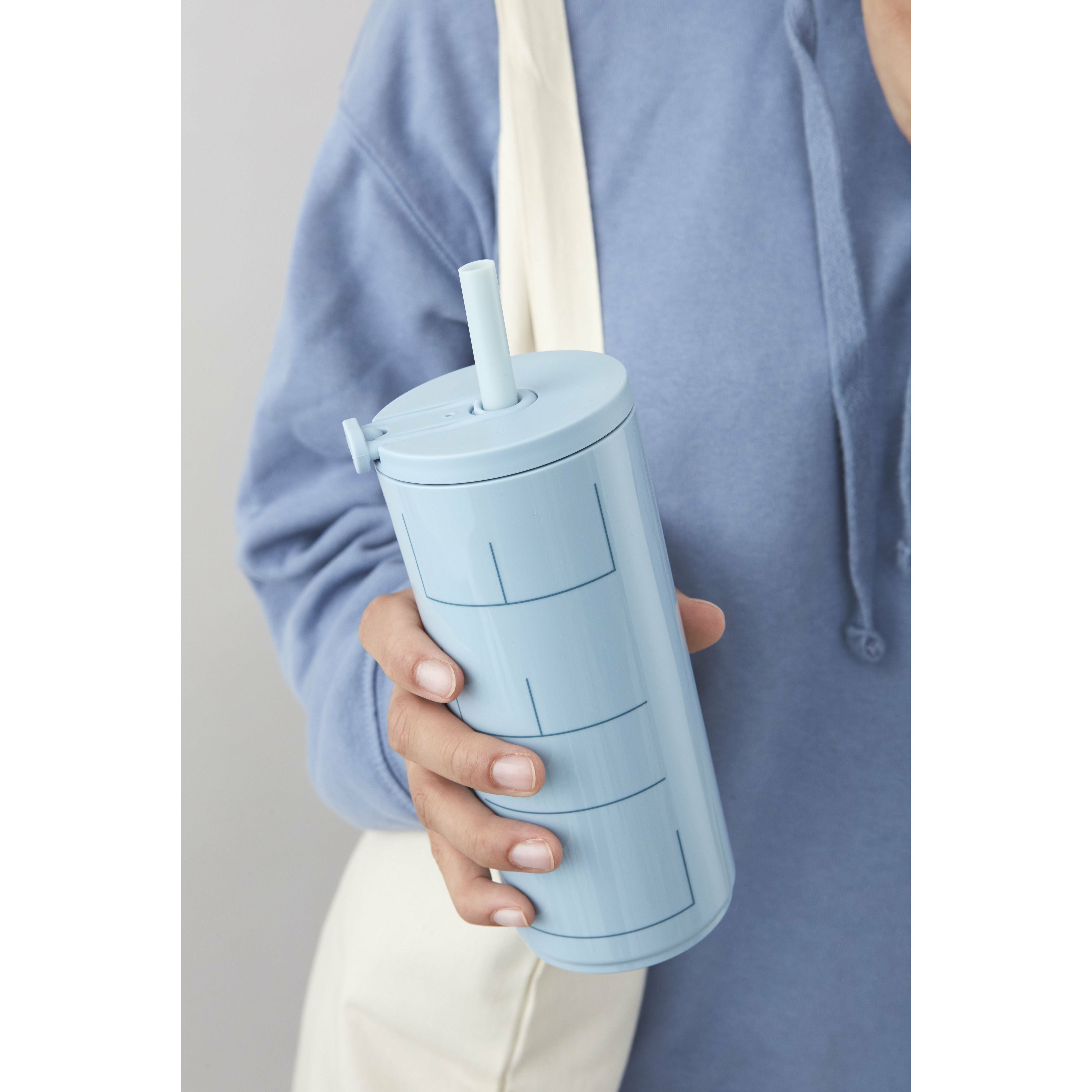 Design Letters Travel Straw Bottle 500 Ml, Light Blue