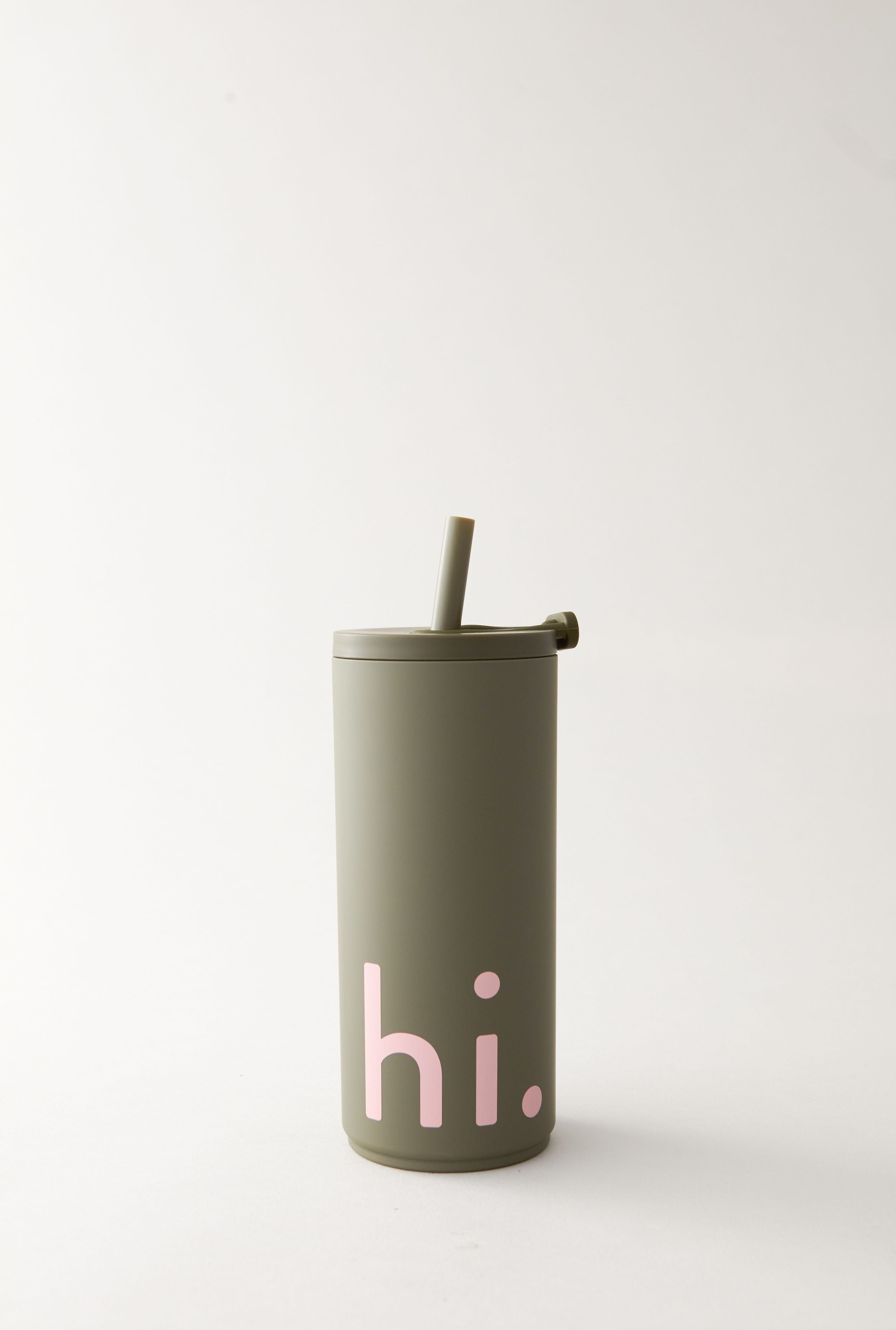 Design Letters Travel Straw Bottle 500 Ml, Olive Green