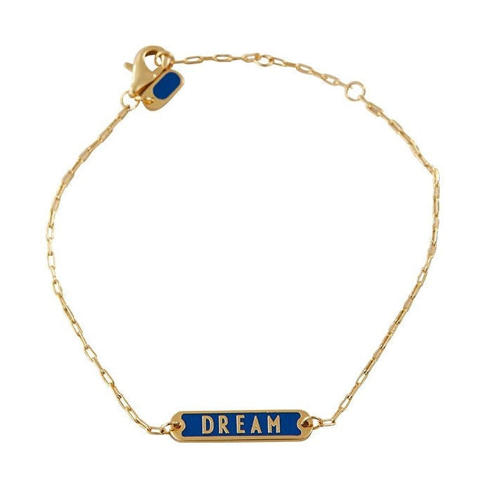 Design Letters Word Candy Bangle Dream Messing Gold Plated, Cobalt Blue