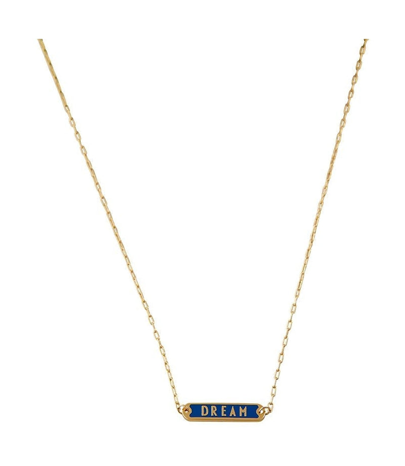 Design Letters Word Candy Necklace Dream Gold Gold Plaked, Cobalt Blue