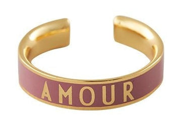 Letras de diseño Palabra anillo de caramelo Amour Gold Gold, rosa oscuro