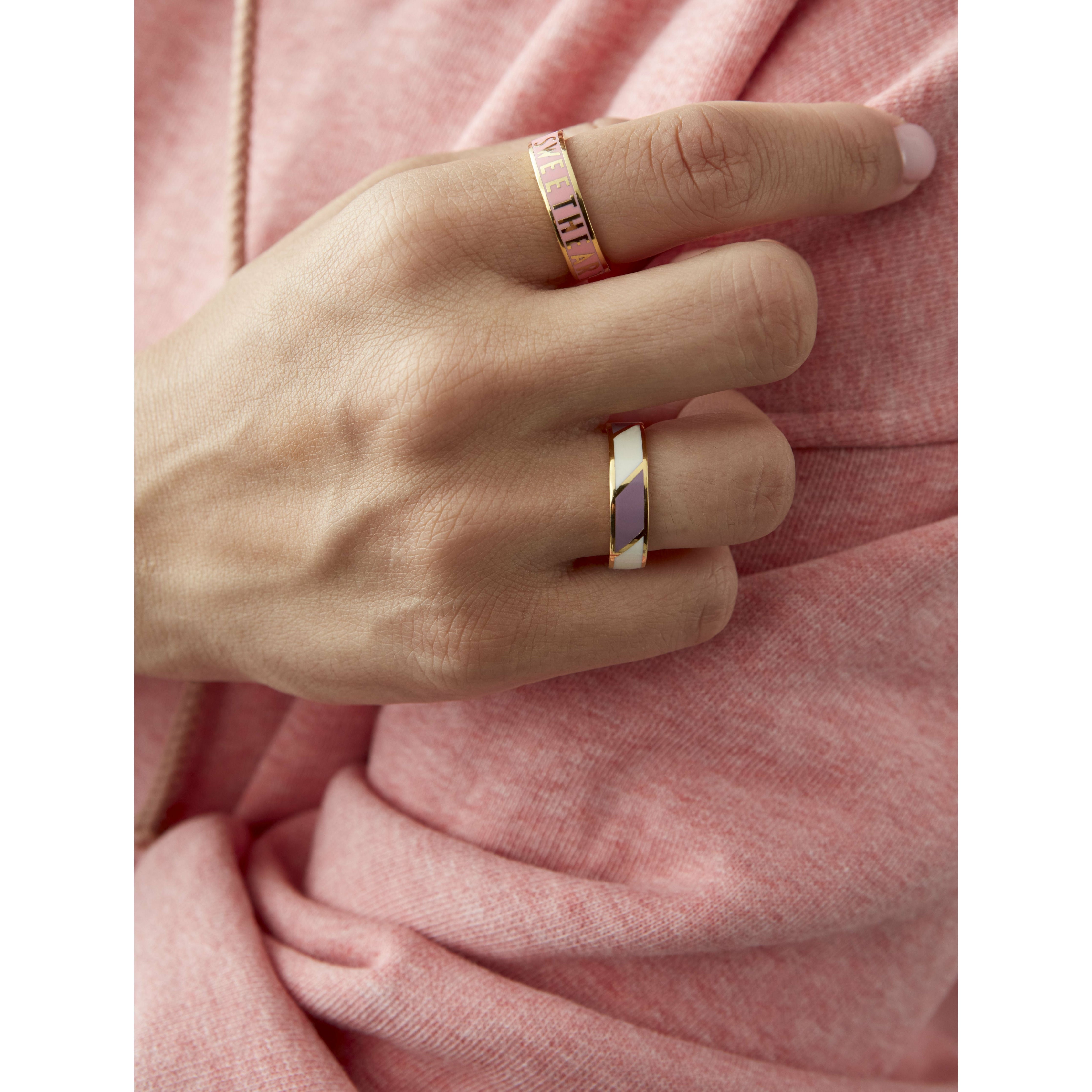 Hönnunarbréf Word Candy Ring Sweetheart Brass Gold Platted, Pink
