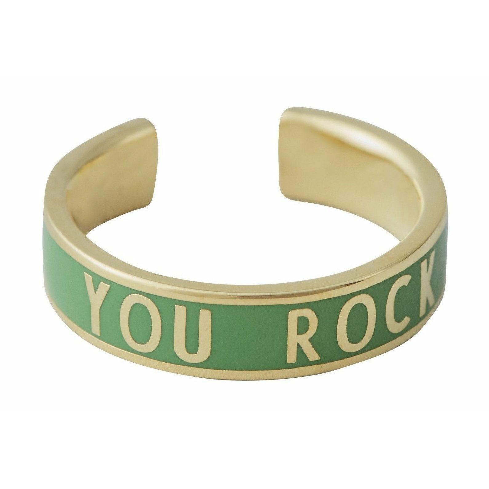 Design Letters Word Candy Ring You Rock messing Gold Platted, Green