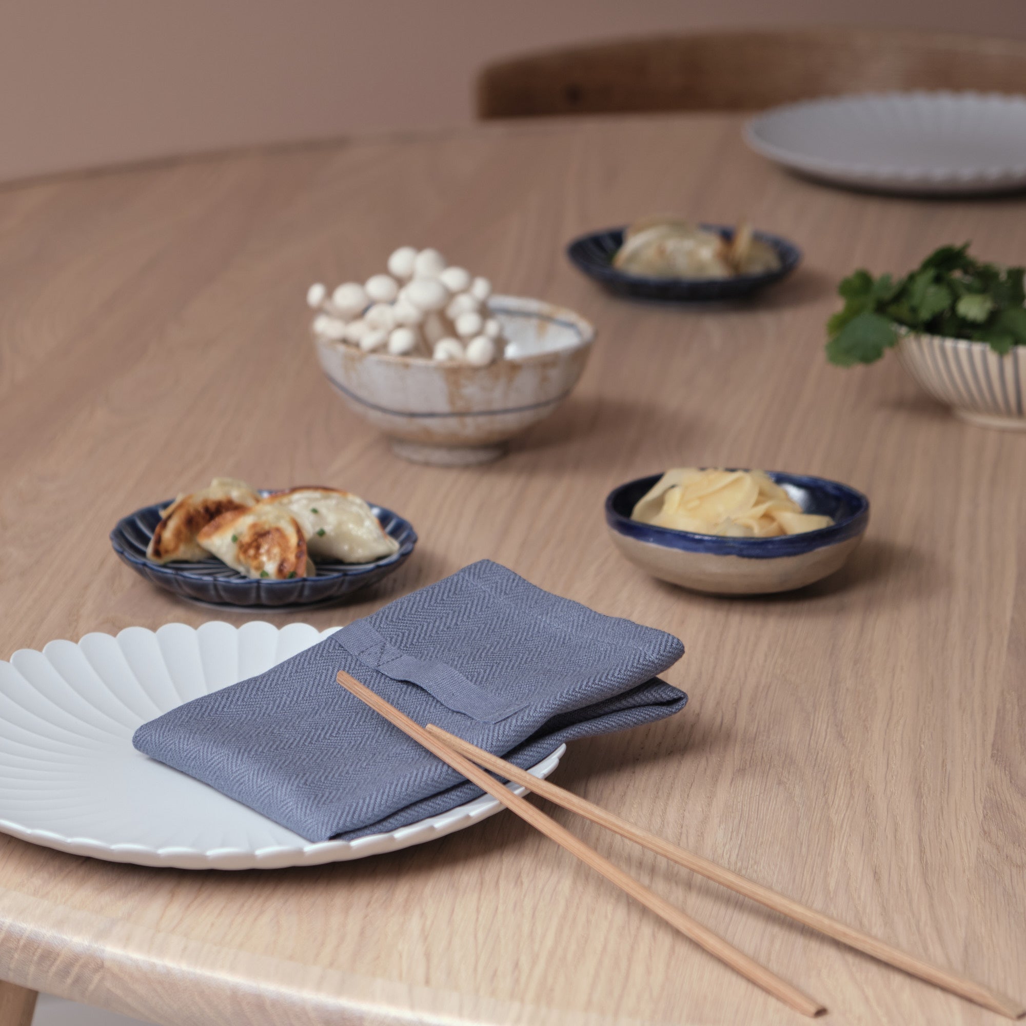 The Organic Company Serviettes de table Gris Bleu