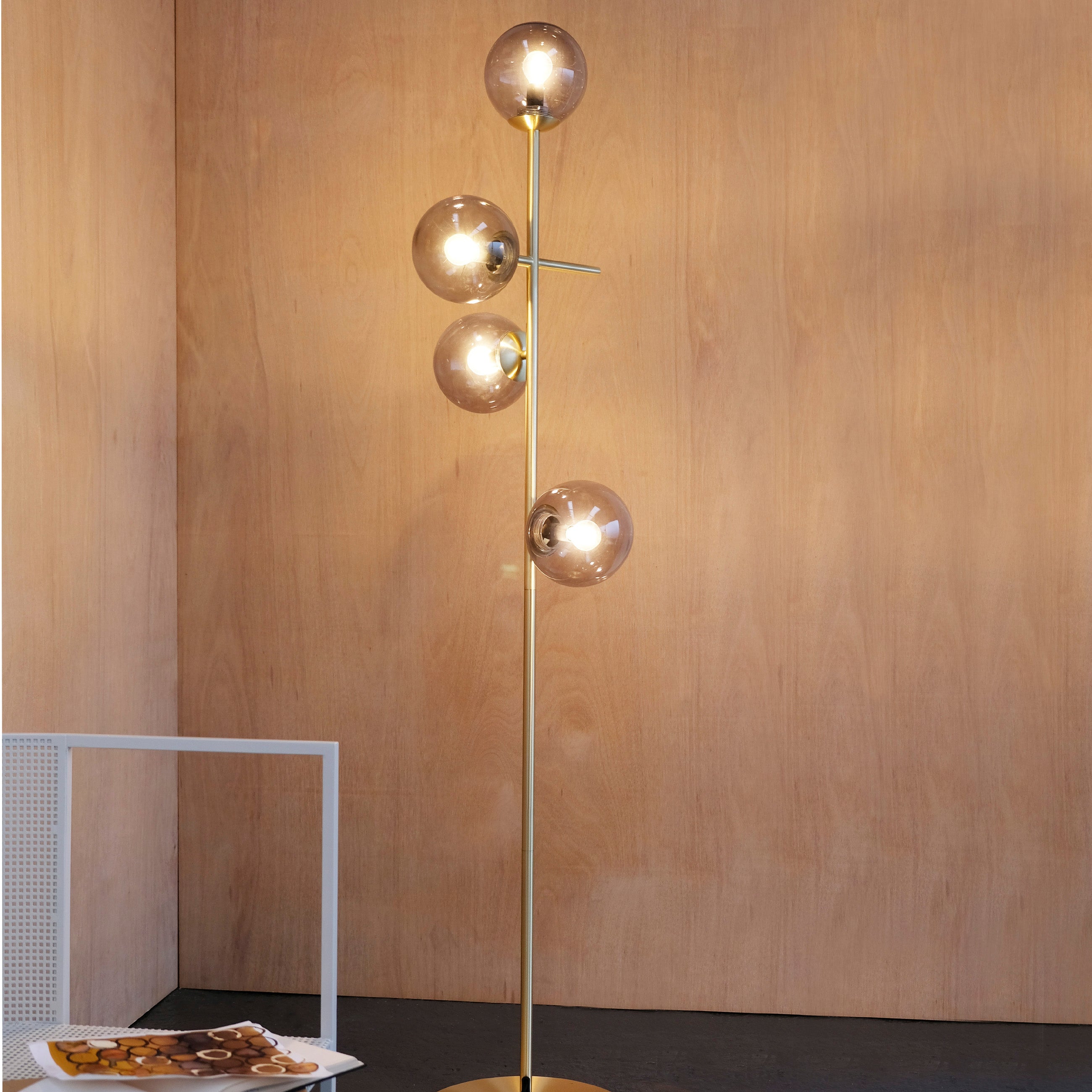 Dyberg Larsen Como Floor Lamp, Smoked Glass/Brass