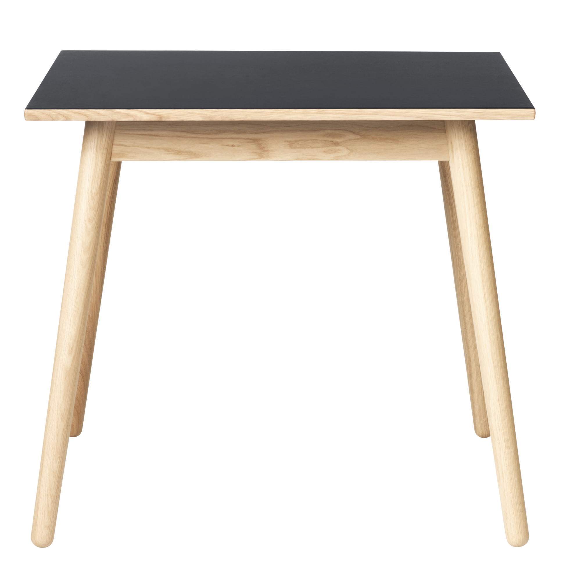 Fdb Møbler C35 matbord ek, mörkgrå linoleum bordsskiva, 82x82cm