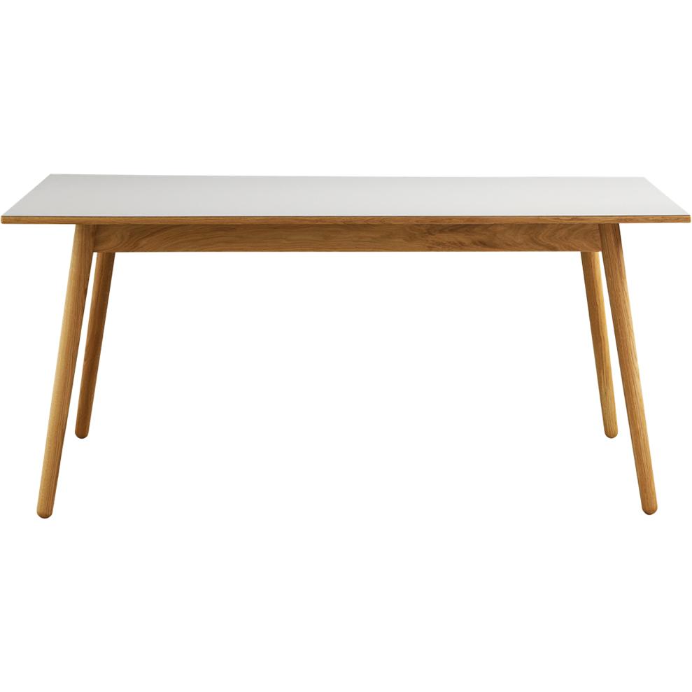 FDB Møbler Table à manger C35 B pour 6 personnes hêtre, haut de linoléum blanc, 82x160cm