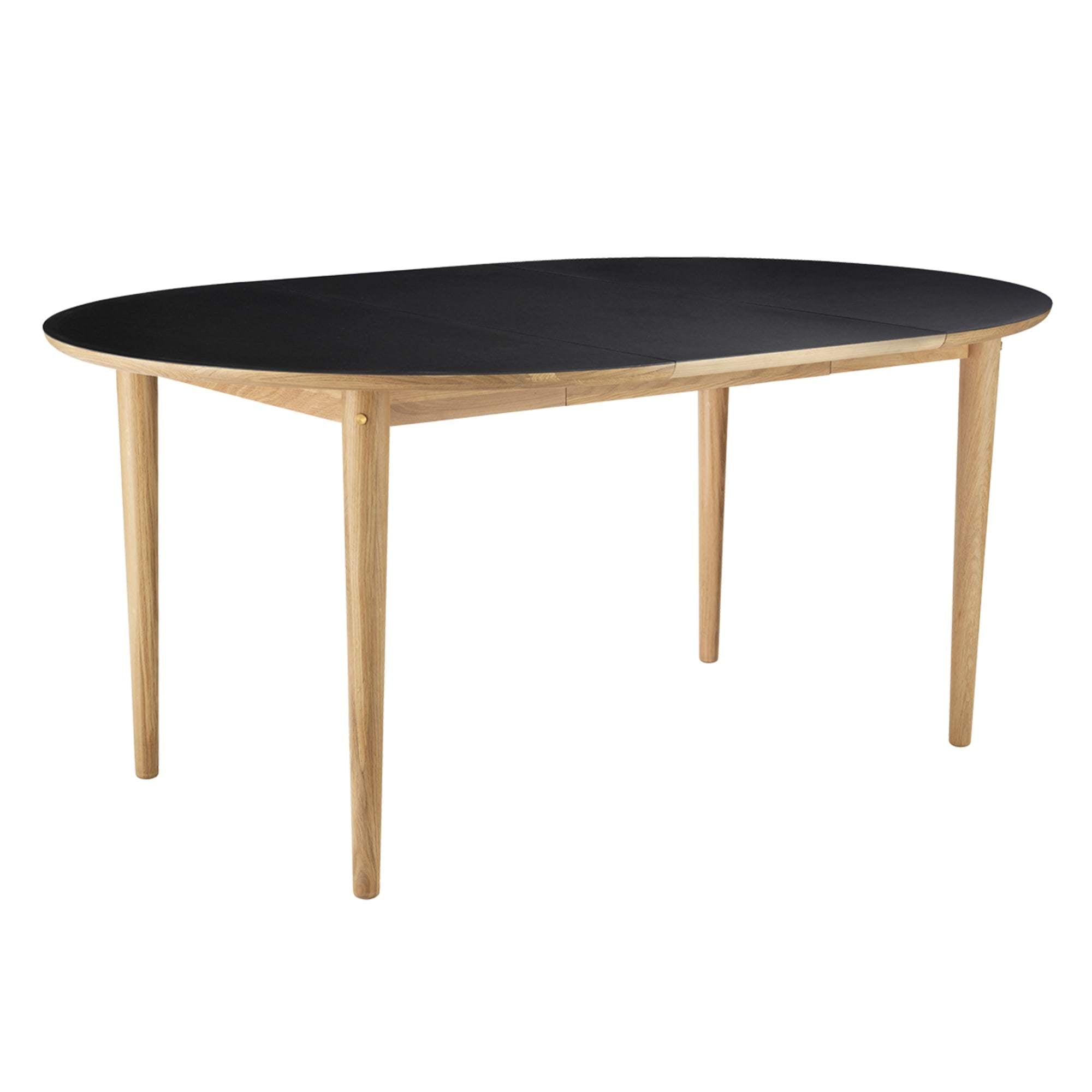 FDB Møbler Table à manger C62 E avec fonction de traction, linoléum naturel / noir