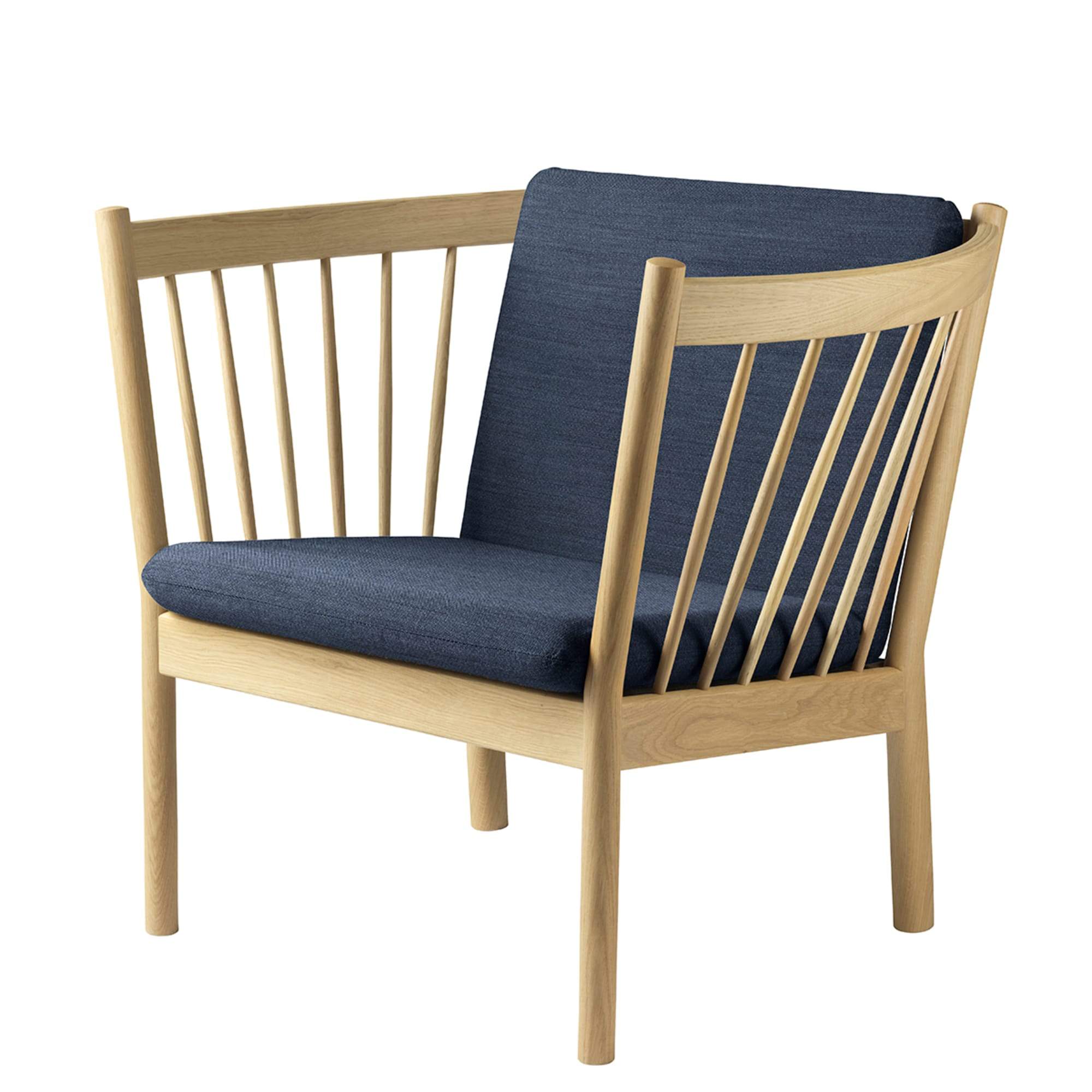 FDB Møbler Fauteuil J146, chêne, tissu bleu foncé