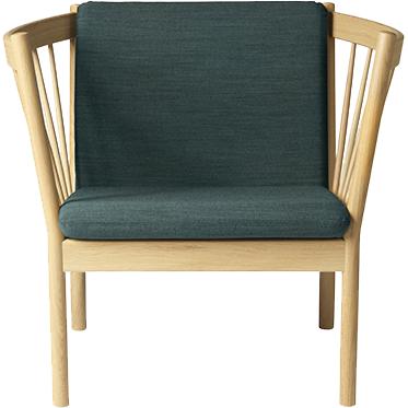 FDBMøblerJ146扶手椅，橡木，深绿色面料