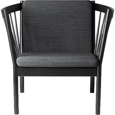 FDB Møbler J146 fauteuil, zwarte eik, donkergrijze stof