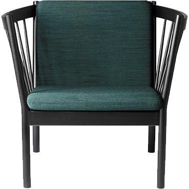 FDB Møbler J146 fauteuil, zwarte eik, donkergroene stof