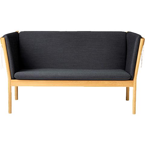 Fdb Møbler J148 2 henkilö sohva, tammi, tummanharmaa kangas