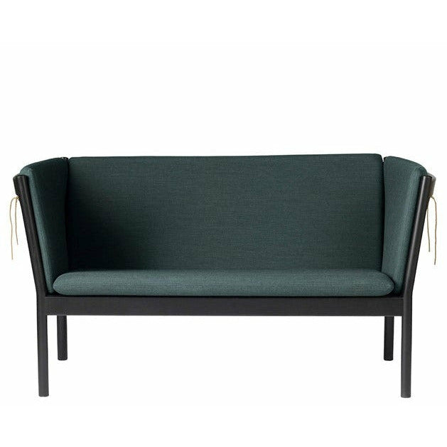 FDB Møbler J148 divano 2 persone, quercia nera, tessuto verde scuro