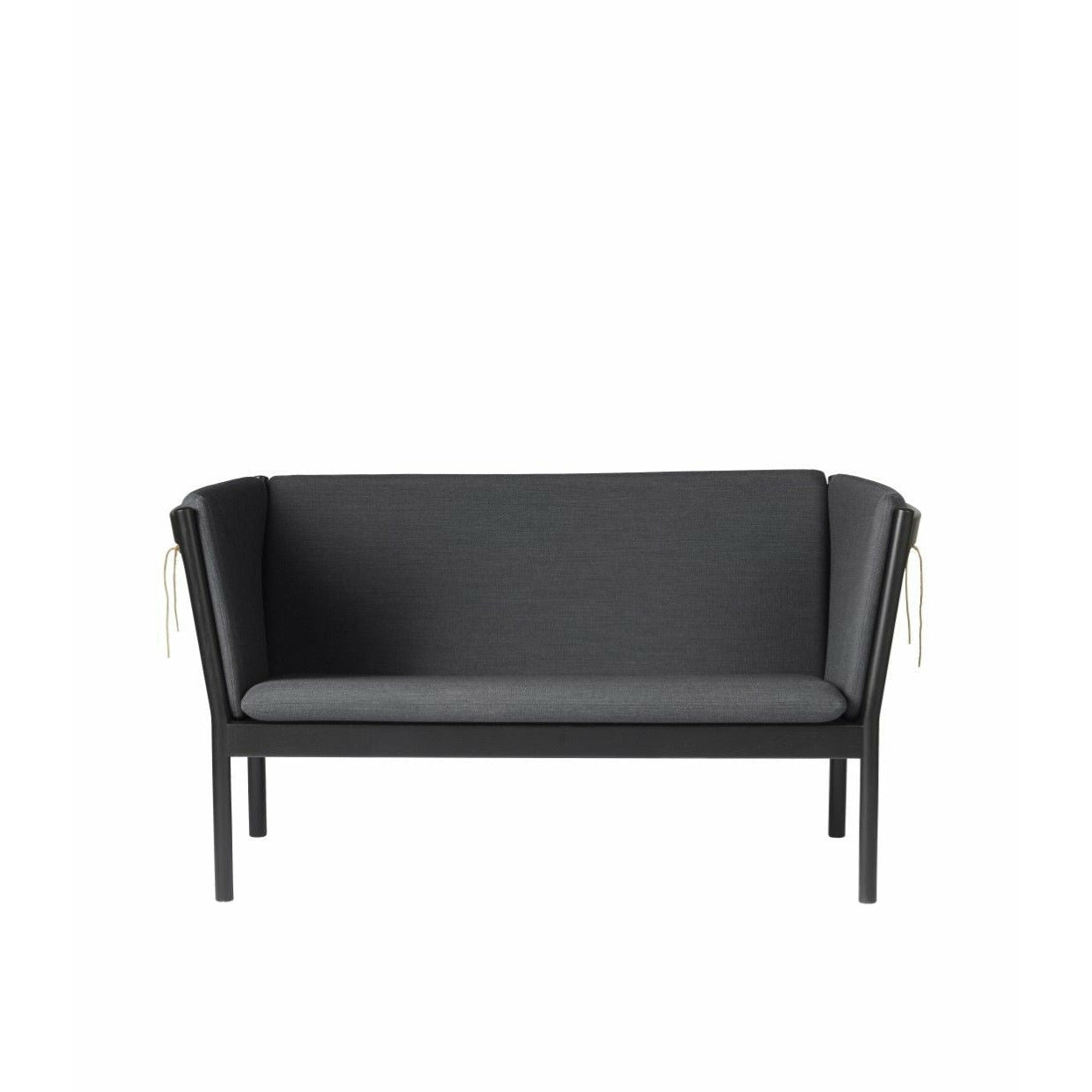 FDB MØBLER J148 To seters sofa svart lakkert eik, mørkegrå stoff