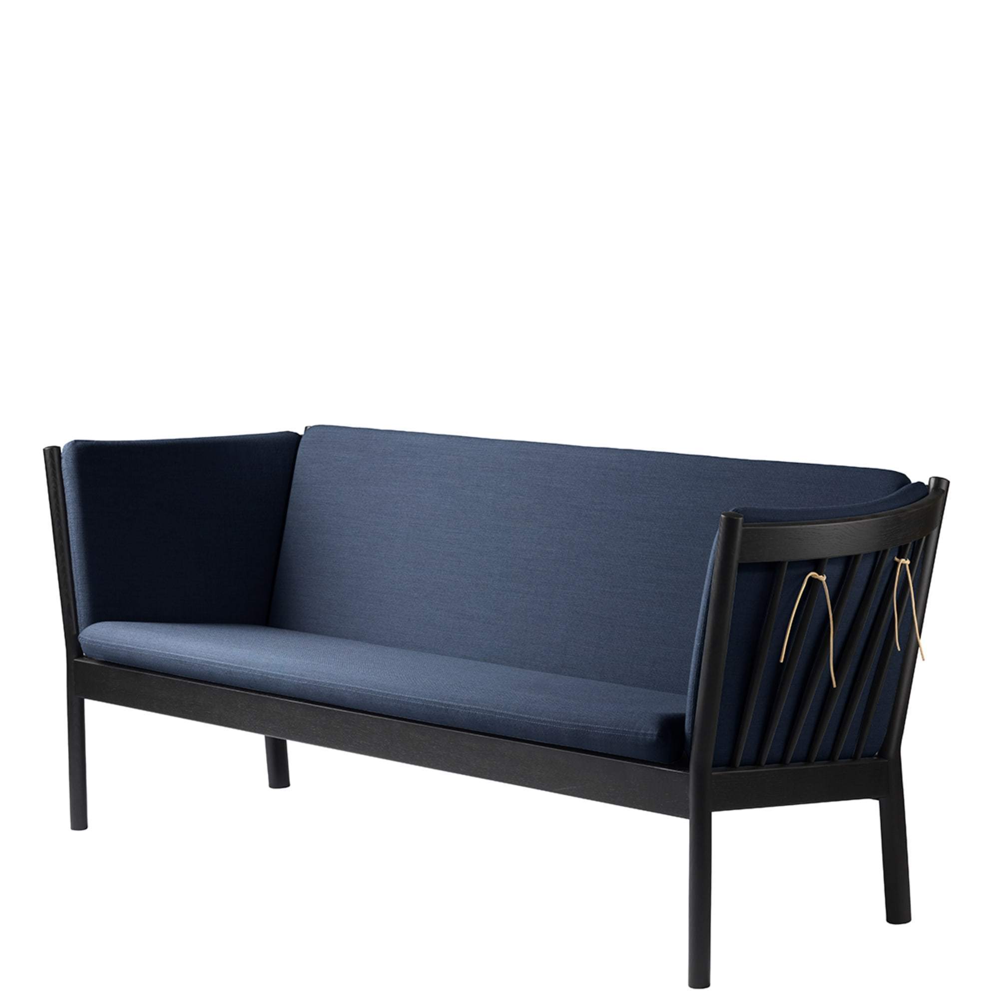Fdb Møbler J149 3 Person Sofa, Black Oak, Dark Blue Fabric