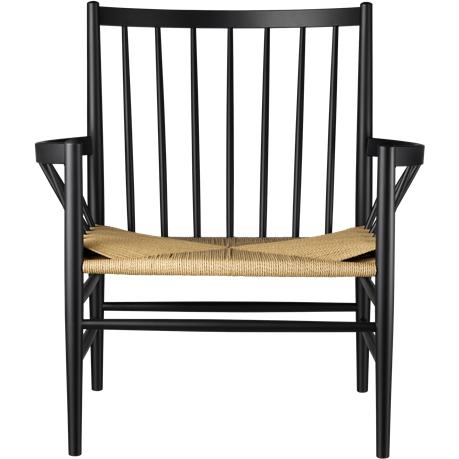 Fdb Møbler J82 Lounge stol, sort bøg, naturlig kurv