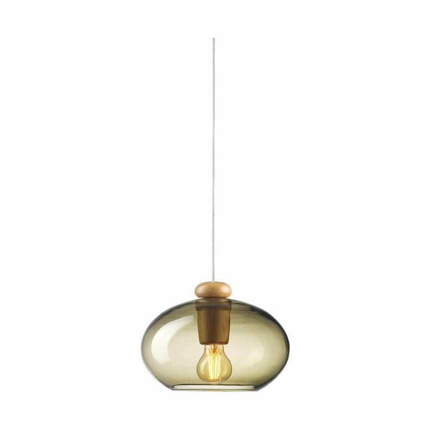 FDB Møbler U2 HITI Pendant, Oak Natural/Smoked Glass/White Cable