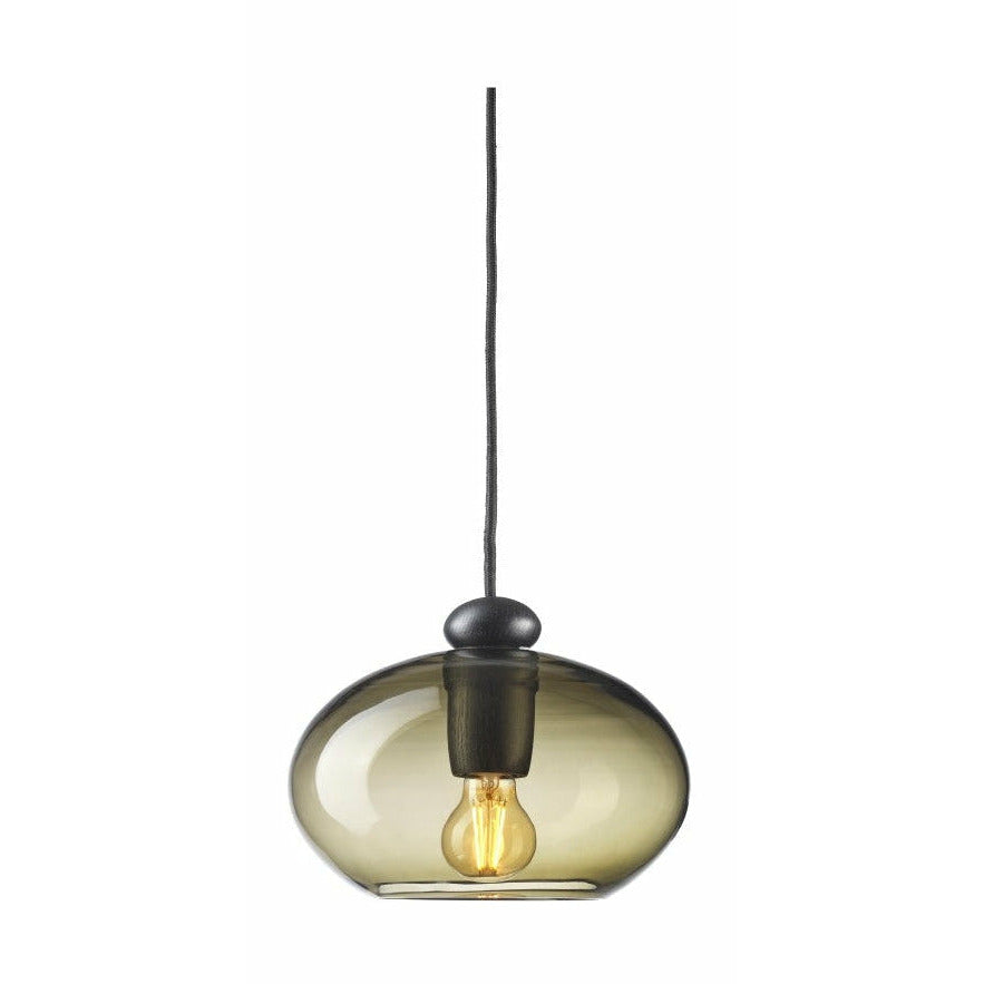 FDB MØBLER U2 HITI Pendant, Oak Black Lacquered/Røkt glass/svart kabel