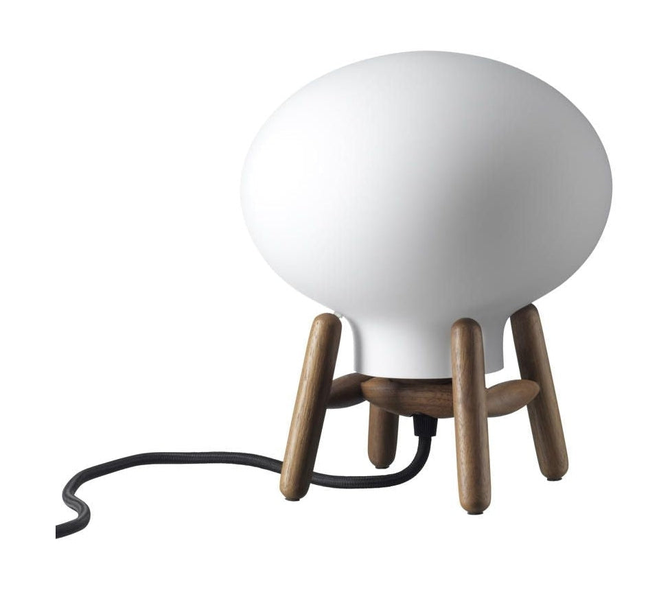 FDB Møbler U6 Hiti Mini Table Table Lampe, Noyer / Verre Opale / Câble noir