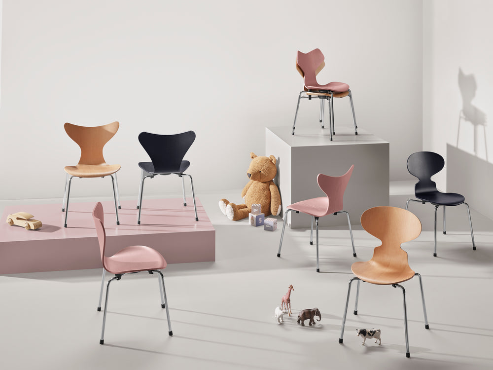 Fritz Hansen 3130 Silla de Gran Premio de Niños, Ash de chapa de color/Rose Wild