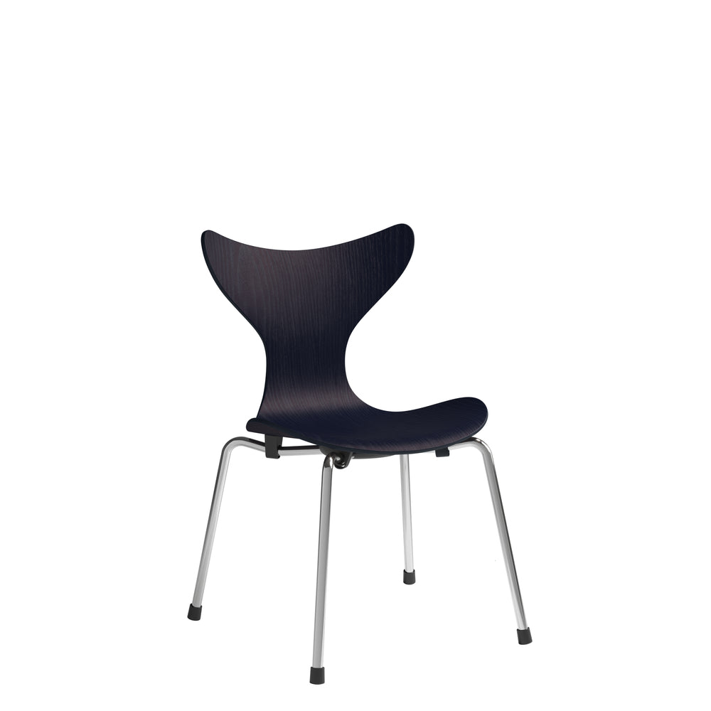 Fritz Hansen 3108 Chaise Enfant Lily, Placage Coloré Frêne/Bleu Minuit