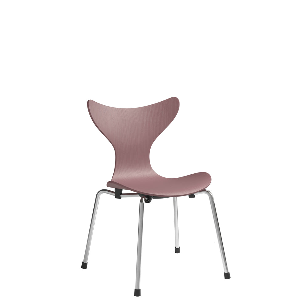 Fritz Hansen 3108 sedia da giglio per bambini, cenere di impiallacciatura colorata/rosa selvatica