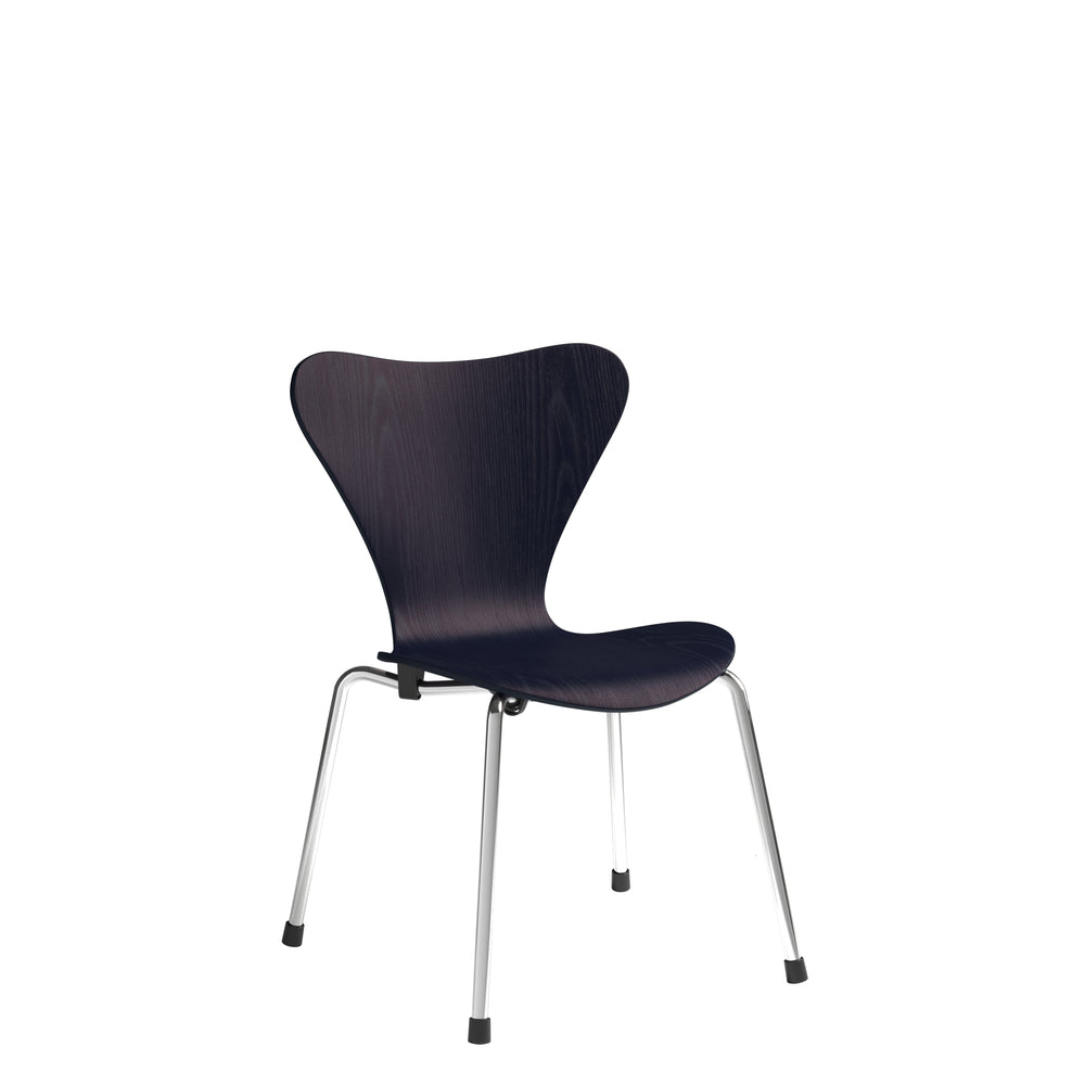 Fritz Hansen 3177 Kinder-Serie 7 Stuhl, Bunte Furniere Asche/Mitternachtsblau