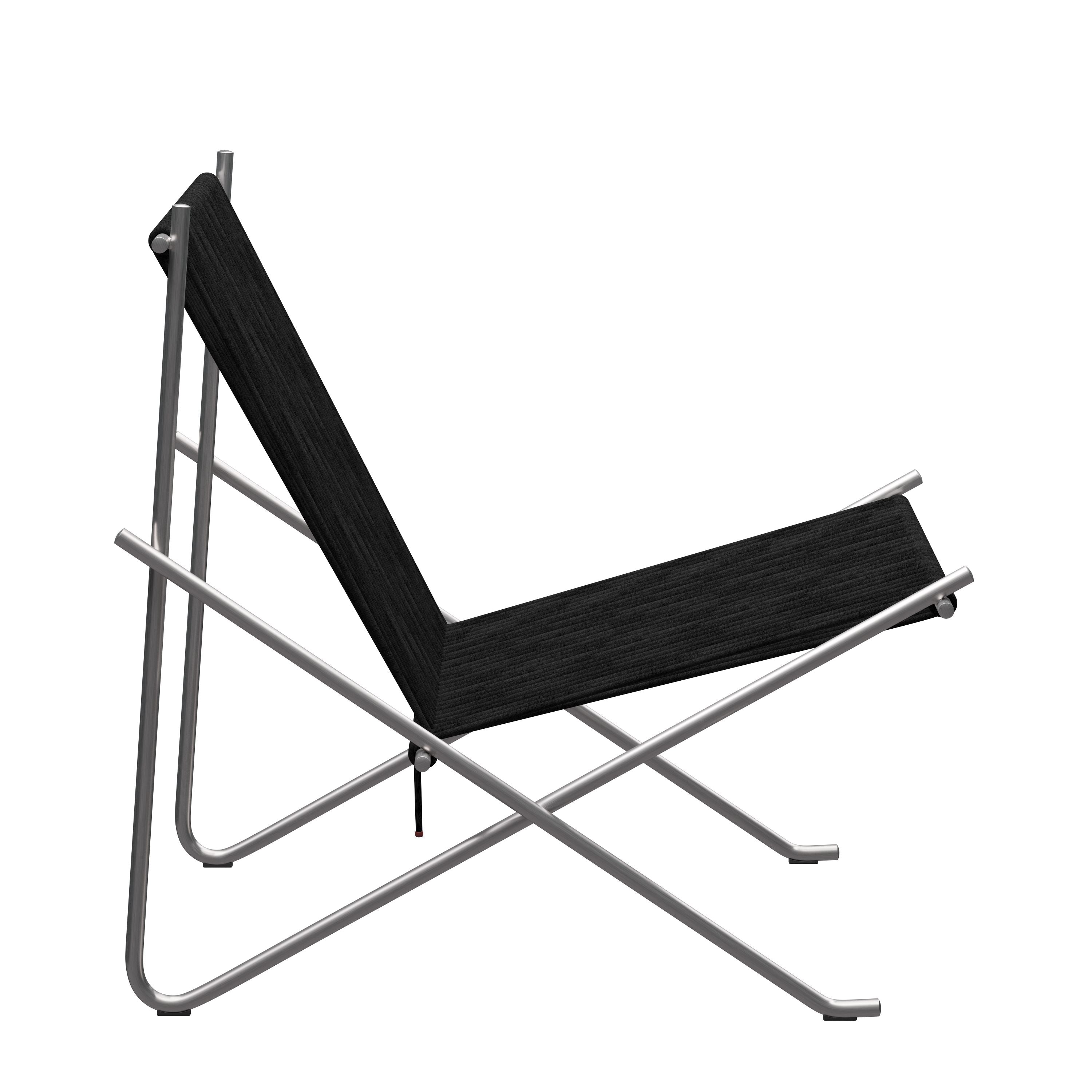 FRITZ HANSEN PK4 Longe Sedia bandiera Halyard, Nero/Acciaio