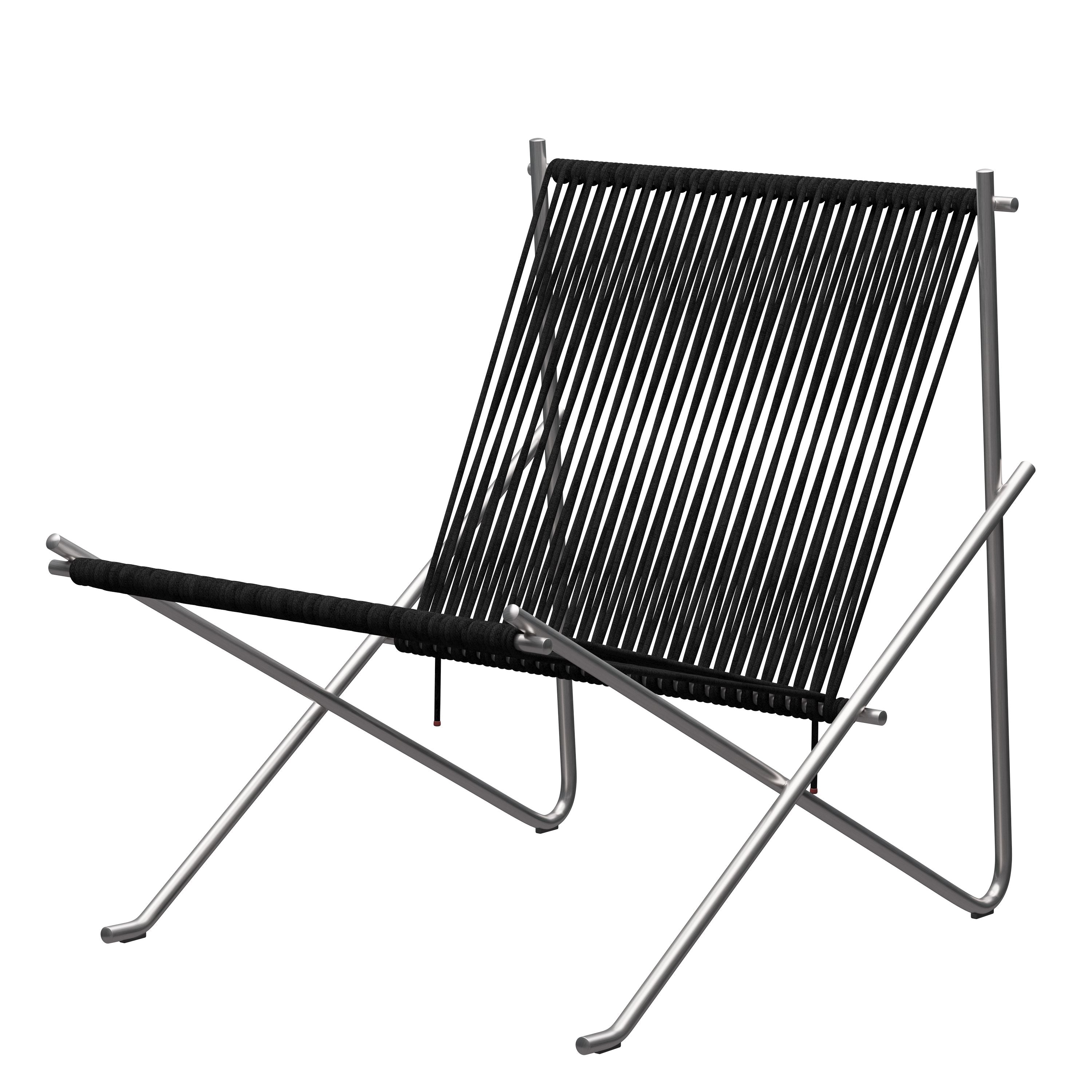 Fritz Hansen PK4 Longe stoel vlag Halyard, zwart/staal