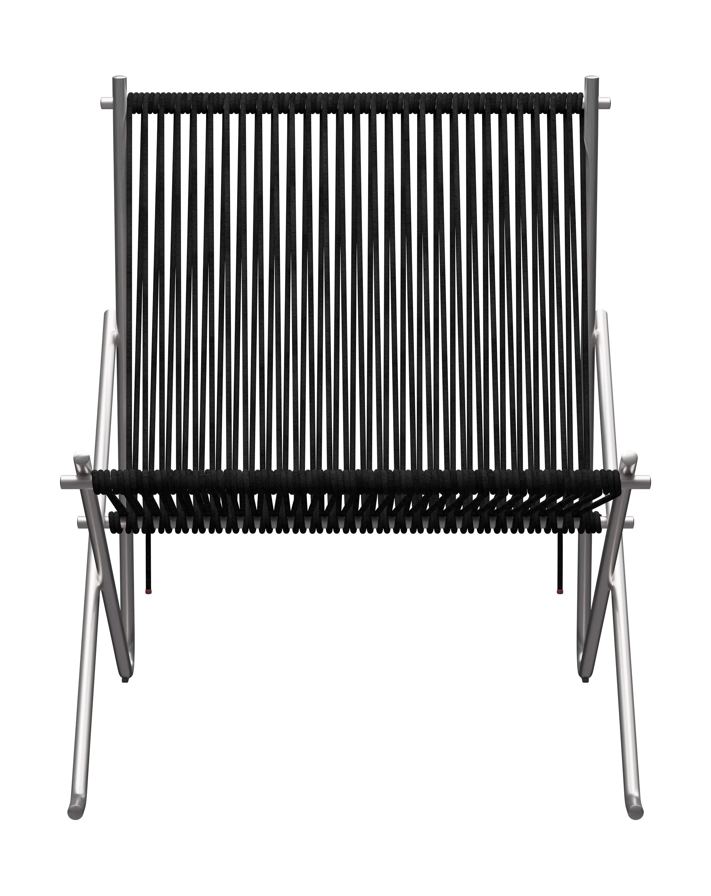 FRITZ HANSEN PK4 Longe Sedia bandiera Halyard, Nero/Acciaio