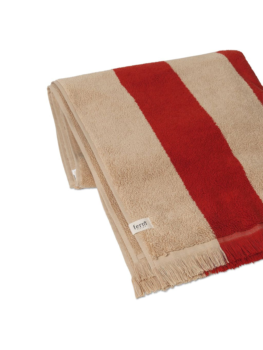 Toalla de baño de Ferm Living Alee 70x140 cm, camello ligero/rojo