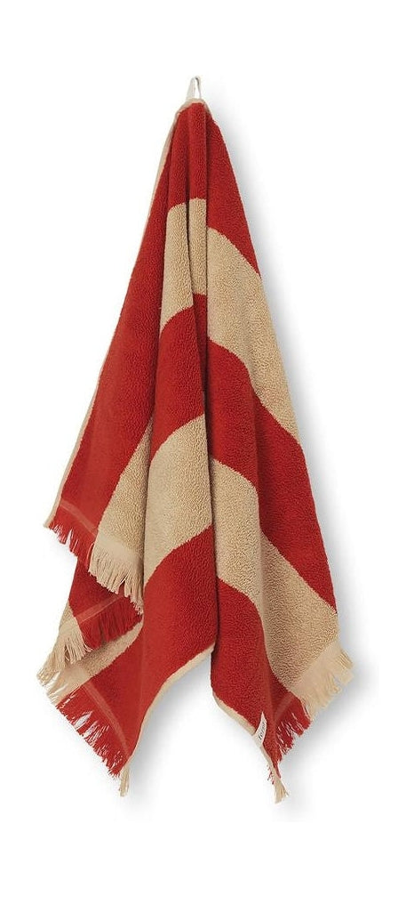 Ferm Living Alee Towel 50x100 cm, lett kamel/rød
