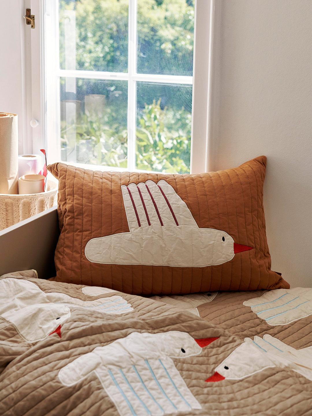 Ferm Living Bird Cushion Rectangular, Sugar Kelp